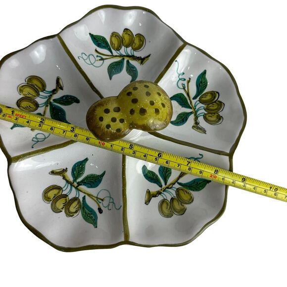 Mushroom 5 Section Serving Plate Tray Tapenade & Olive Appetizer Made In Italy - Picture 4 of 6